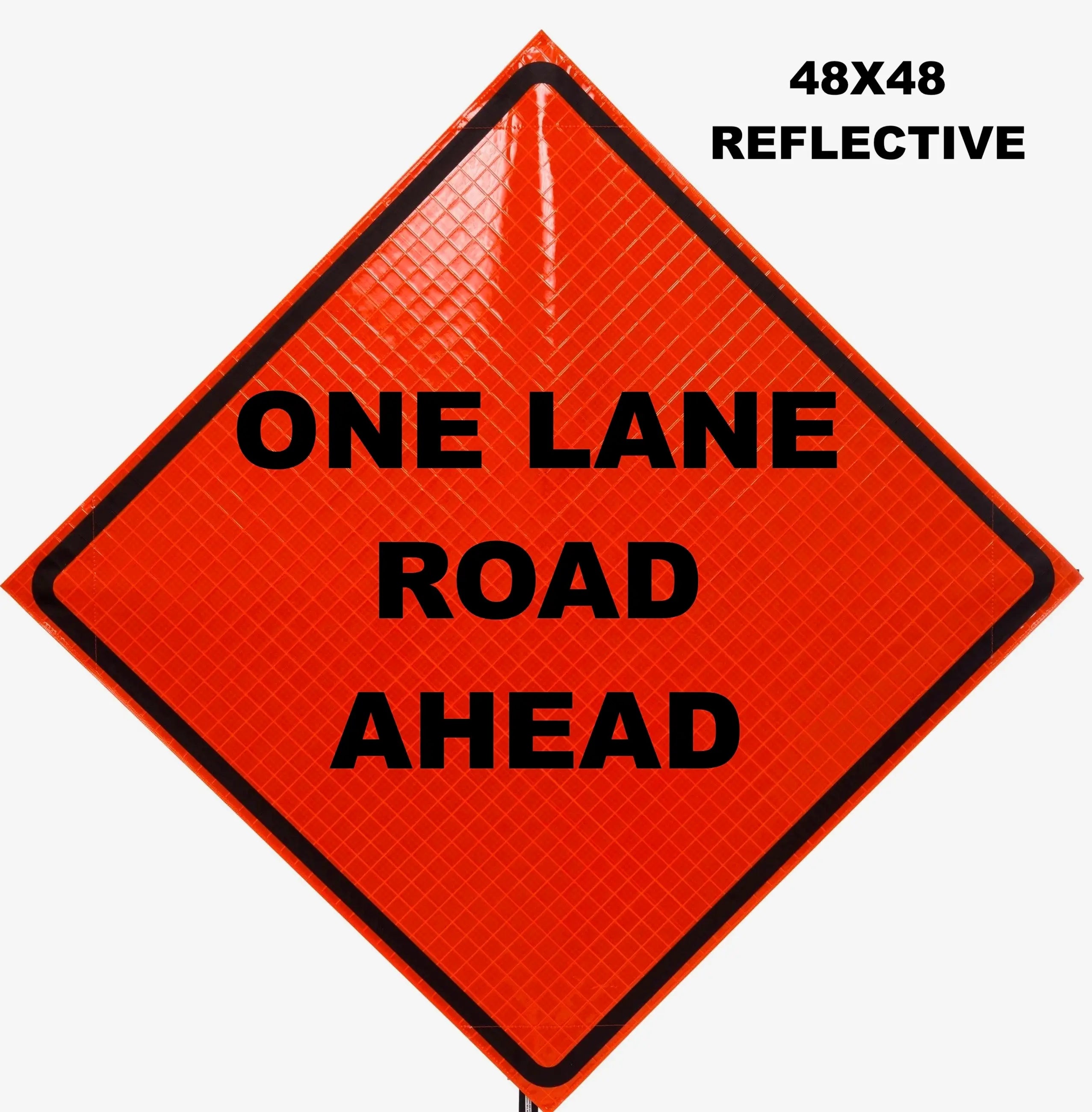 Traffic Sign One Lane Road Ahead